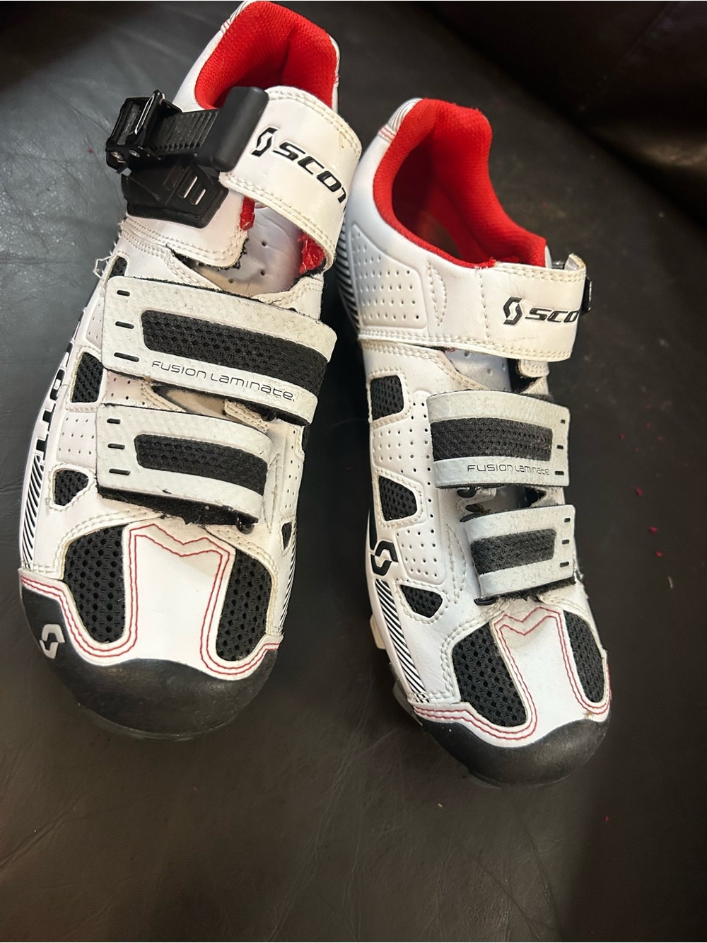 Scott Kids White Black and Red Cycling Sneakers